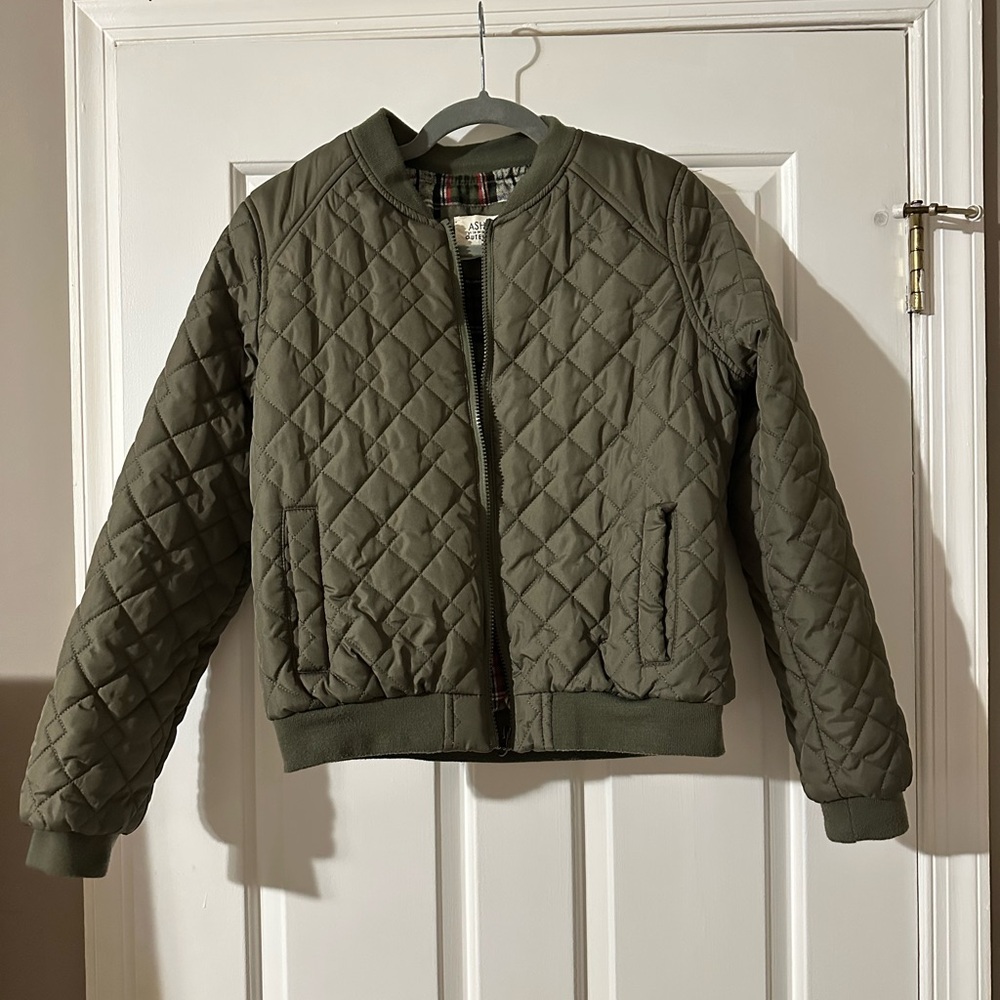 Ashley By 26 International Quilted Green Bomber Jacket